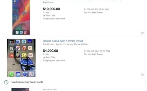 Precios infladísimos en la venta de celulares con Fortnite.