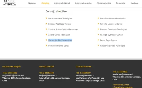 Captura del sitio de la Fundación Astoreca.