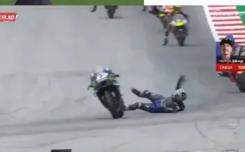 El español de Yamaha se quedó sin frenos y saltó de su máquina a más de 200 kilómetros por hora.