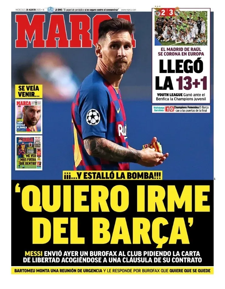 Portadas del mundo: Messi se va de Barcelona