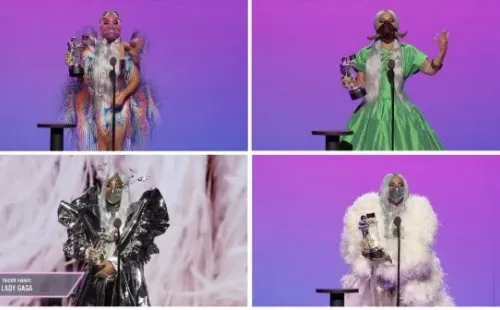 Las diferentes mascarillas que ocupó Lady Gaga en la entrega de los premios