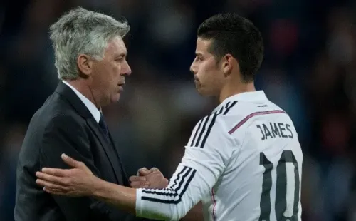 James Rodríguez con Carlo Ancelotti