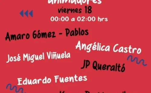 José Miguel Viñuela y los compañeros para el bloque de trasnoche de “Vamos Chilenos”.
