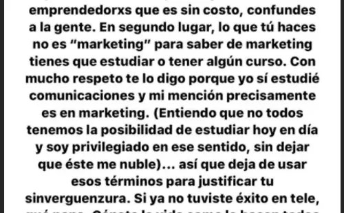 El mensaje de @realitycul*** a Gianella Marengo.