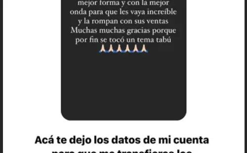 @realitycul*** le pide el depósito por la publicidad a Gianella Marengo.