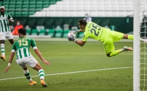 Claudio Bravo of Real Betis during the spanish league, LaLiga, football match played between Real Betis Balompie and Real Valladolid at Benito Villamarin Stadium on September 20, 2020 in Sevilla, Spain.-Not Released (NR)