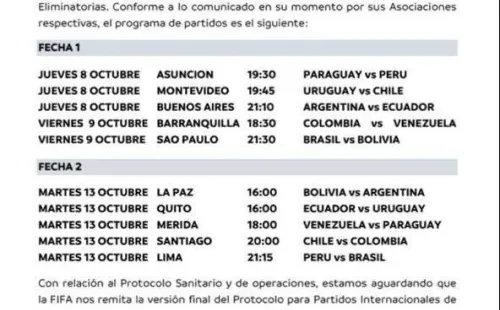 Horarios de Clasificatorias