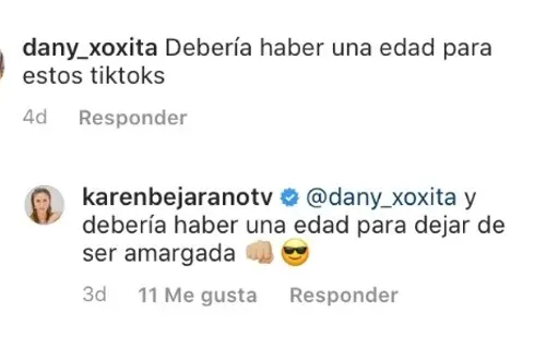 Karen Paola responde a las críticas en su Instagram.(1)
