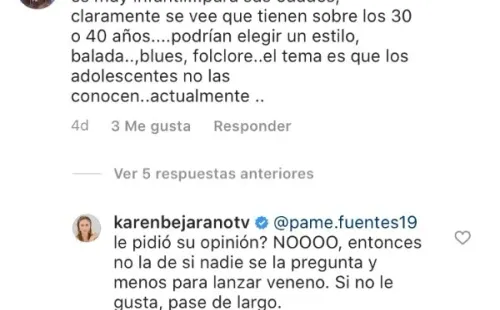 Karen Paola responde a las críticas en su Instagram.(2)