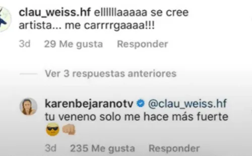 Karen Paola responde a las críticas en su Instagram.(3)
