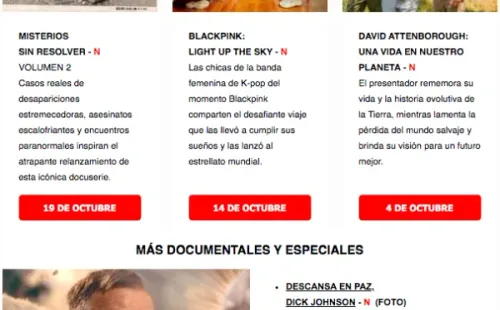 Los documentales y especiales que llegan a Netflix en octubre de 2020.(1)