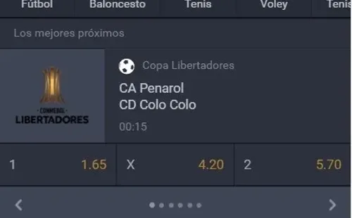 Estas son las cuotas para que te la juegues tanto por Peñarol o por Colo Colo en la Copa Libertadores, en el partido de este martes en el Estadio Campeón del Siglo. | Foto: Betsala.