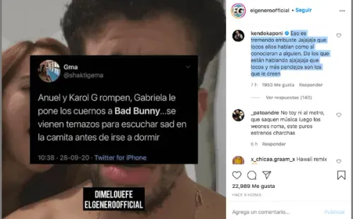 El comentario de Kendo Kaponi sobre Karol G, Anuel y Bad Bunny.
