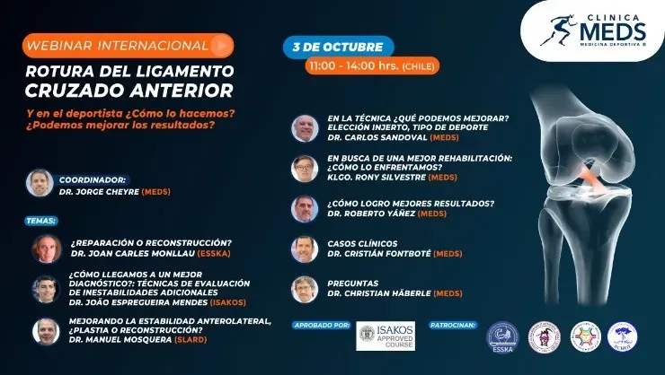 La rotura del ligamento cruzado anterior de la rodilla es probablemente una de las lesiones más complejas que puede sufrir un deportista. Por eso, Clínica MEDS organiza este seminario que abordará este tema. | Foto: MEDS.