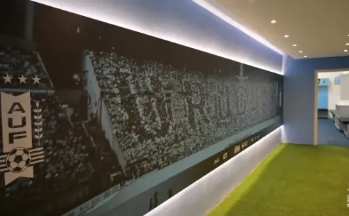 Las paredes del camarín están llenas de arengas y frases motivadoras.