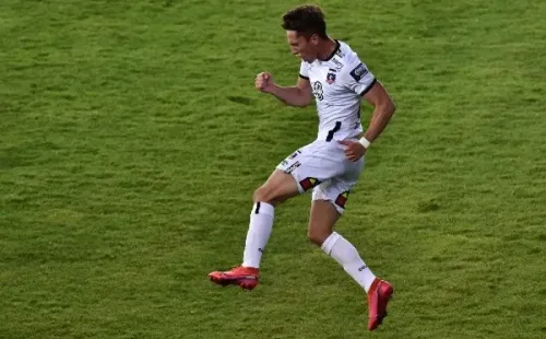 Luciano Arriagada festeja su agónico gol para Colo Colo ante Coquimbo.