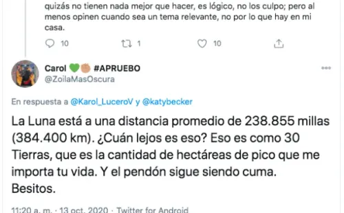 La reacción de Karol Lucero cuando lo tildaron de “cuma” y la respuesta aún más feroz que le regaló@ZoilaMasOscura.