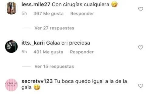 Las reacciones de los seguidores ante las publicaciones de Oriana Marzoli. (1)