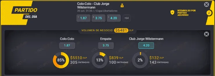 Estas son las cuotas para que te la juegues por Colo Colo o por Jorge Wilstermann en el cierre de la fase de grupos de la Copa Libertadores en el Estadio Monumental. Además, recuerda que el encuentro es el “partido del día” para el OSO. | Foto: Coolbet.