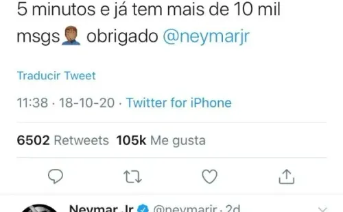 El twett de Richarlison y la graciosa respuesta de Neymar Jr (Twitter)