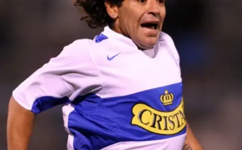 Maradona ingresó a la cancha en reemplazo de Arrué, al minuto 46 de partido.