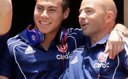 Eduardo Vargas junto a Jorge Sampaoli en Universidad de Chile