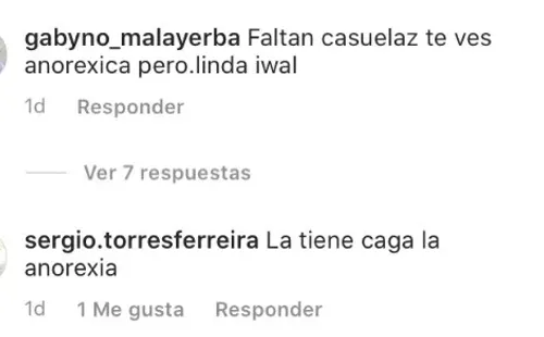 Los comentarios que recibio Mariana DiGirólamo en su Instagram.(3)