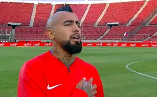 El Himno de Chile contra Perú por clasificatorias a Qatar 2022.