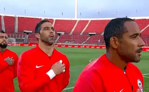 El Himno de Chile contra Perú por clasificatorias a Qatar 2022.