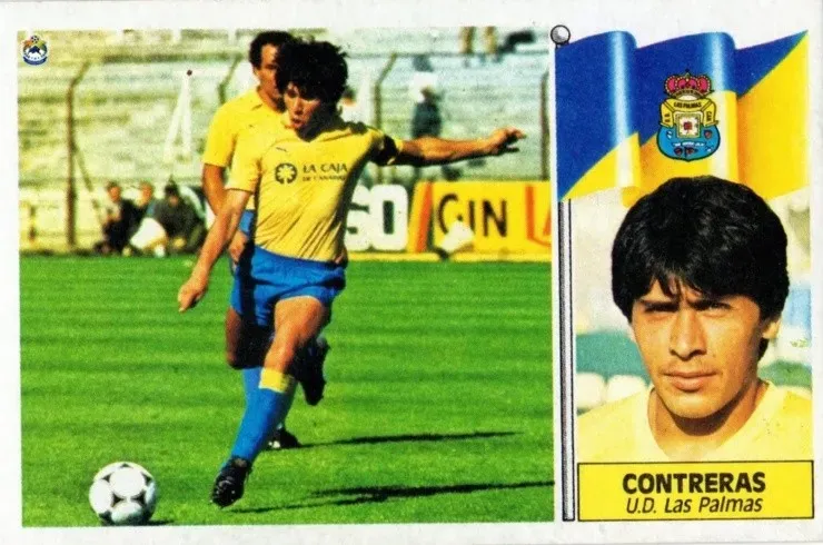 93 goles en más de 257 partidos es la huella de Jorge Coke Contreras en Las Palmas del fútbol español. | Foto: Futbolistas chilenos en álbumnes extranjeros.