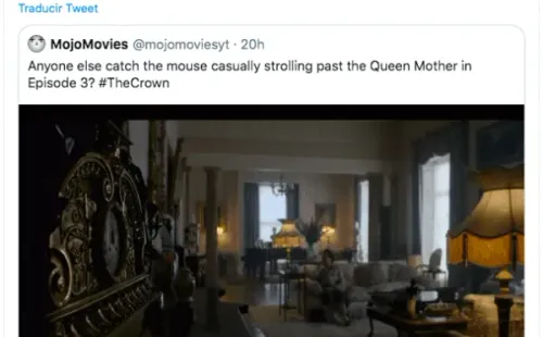 El tuit sobre el ratón en la cuenta oficial de “The Crown”.