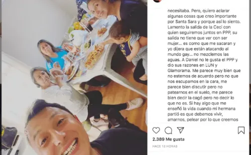 La publicación de Sergio Rojas desestimando el machismo de parte de Daniel Fuenzalida, que incomodó a Cecilia Gutiérrez.