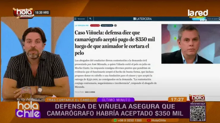 José Antonio Neme en medio de su análisis sobre la polémica de José Miguel Viñuela y “Mucho Gusto”, en “Hola Chile”.
