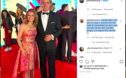 La foto publicada por José Luis Repenning y el comentario de Soledad Onetto, en Instagram.