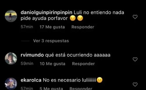 Los comentarios de seguidores de Nicole Luli Moreno en Instagram.(1)
