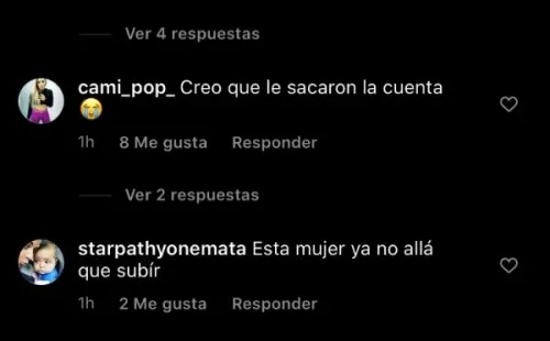 Los comentarios de seguidores de Nicole Luli Moreno en Instagram.(6)