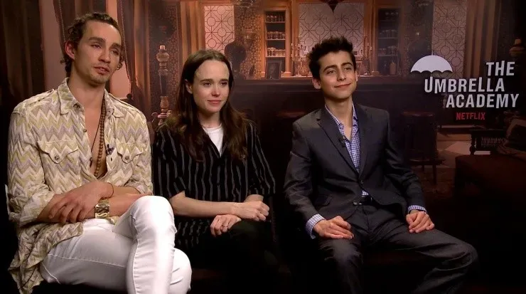 Ellen Page junto a sus compañeros de elenco en “The Umbrella Academy”:Robert Sheelan y Aidan Gallagher..