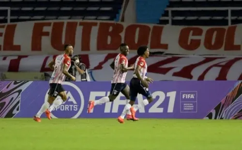 Fueron los colombianos que se quedaron con la victoria en el partido de ida de los octavos de final de la Copa Sudamericana. Foto: Agencia Uno.