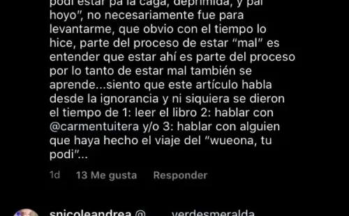 Los comentarios de apoyo en Instagram de Carmen Tuitera.(5)