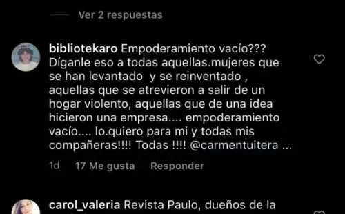 Algunas de las seguidoras de Carmen Tuitera que llegaron a comentar en el Instagram de la Revista Paula.(6)