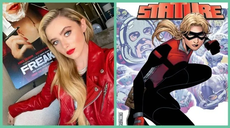 Kathryn Newton, la Cassie Lang del Universo Cinematográfico Marvel, y la versión en los cómics de “Stature”.
