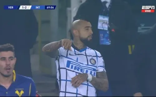 Vidal ingresó a la cancha tras el 2-1 del Inter.