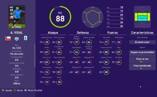 Habilidades de Vidal FP en PES 2021