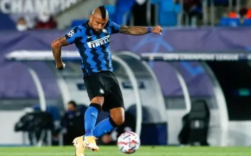 Arturo Vidal of Inter in action during the UEFA Champions League, Group B, football match played between Real Madrid and FC Internazionale Milano at Alfredo Di Stefano stadium on November 03, 2020, in Valdebebas, Madrid, Spain.-Not Released (NR)