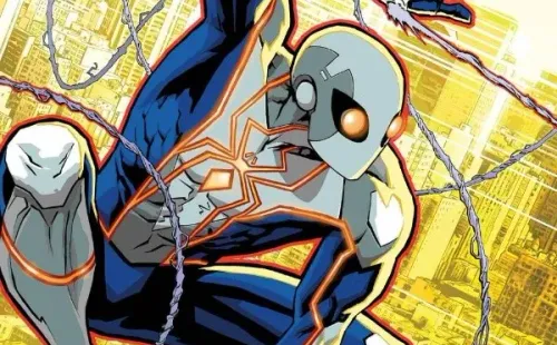 La portada de AMAZING SPIDER-MAN #62 creada por Dustin Weaver para mostrar el nuevo traje del arácnido.