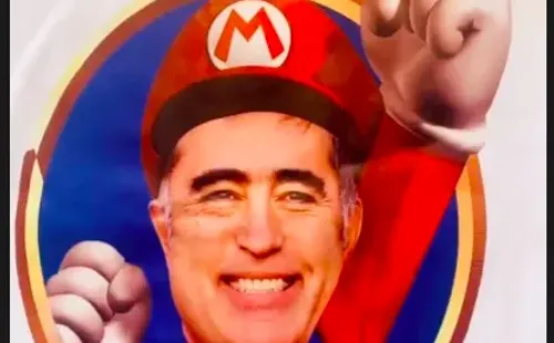 El diseño de Super Mario con el rostro de Desbordes, creado por el diputado Jorge Durán.
