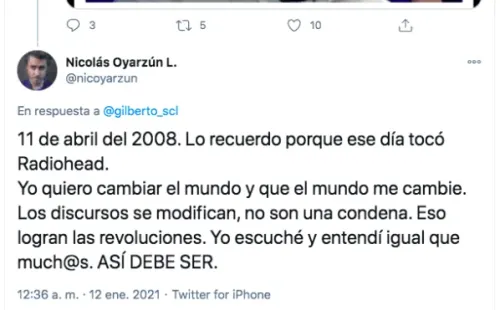 La reacción de Nicolás Oyarzún ante la viralización de sus dichos sobre el aborto libre.