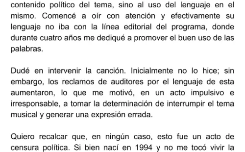 Declaración del periodista Esteban Barahona, tras su despido de Radio Bío Bío por la polémica con Mauricio Redolés.(2)
