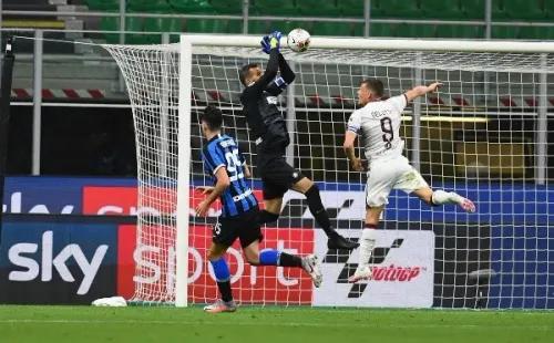during the Serie A match between FC Internazionale and Torino FC at Stadio Giuseppe Meazza on July 13, 2020 in Milan, Italy.-Not Released (NR)