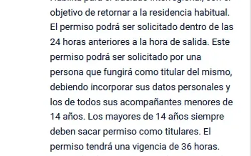 Permiso de retorno en Comisaría Virtual